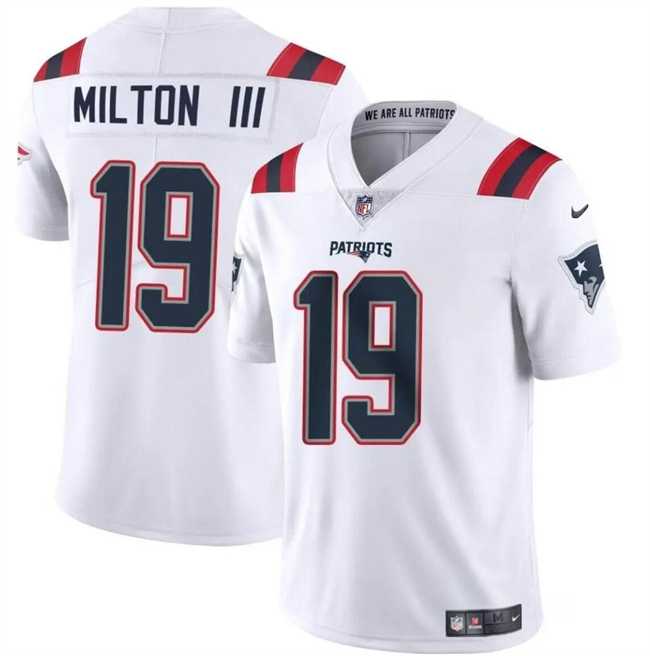 Men & Women & Youth New England Patriots #19 Joe Milton III White 2024 Vapor Limited Football Stitched Jersey,We sell and wholesale Men & Women & Youth New England Patriots #19 Joe Milton III White 2024 Vapor Limited Football Stitched Jersey on line form chian!